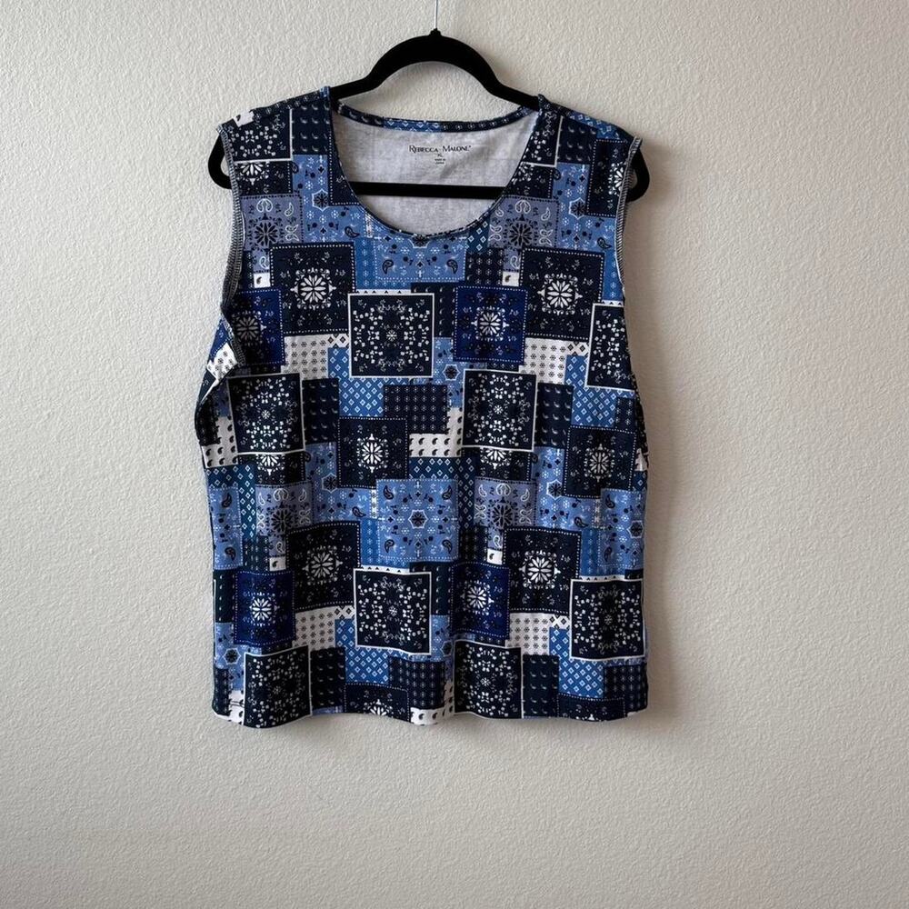 Vintage blue and white bandana tank